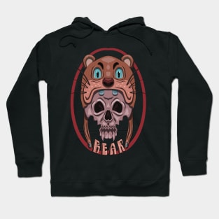 A skull demon wearing a cute bear Hoodie